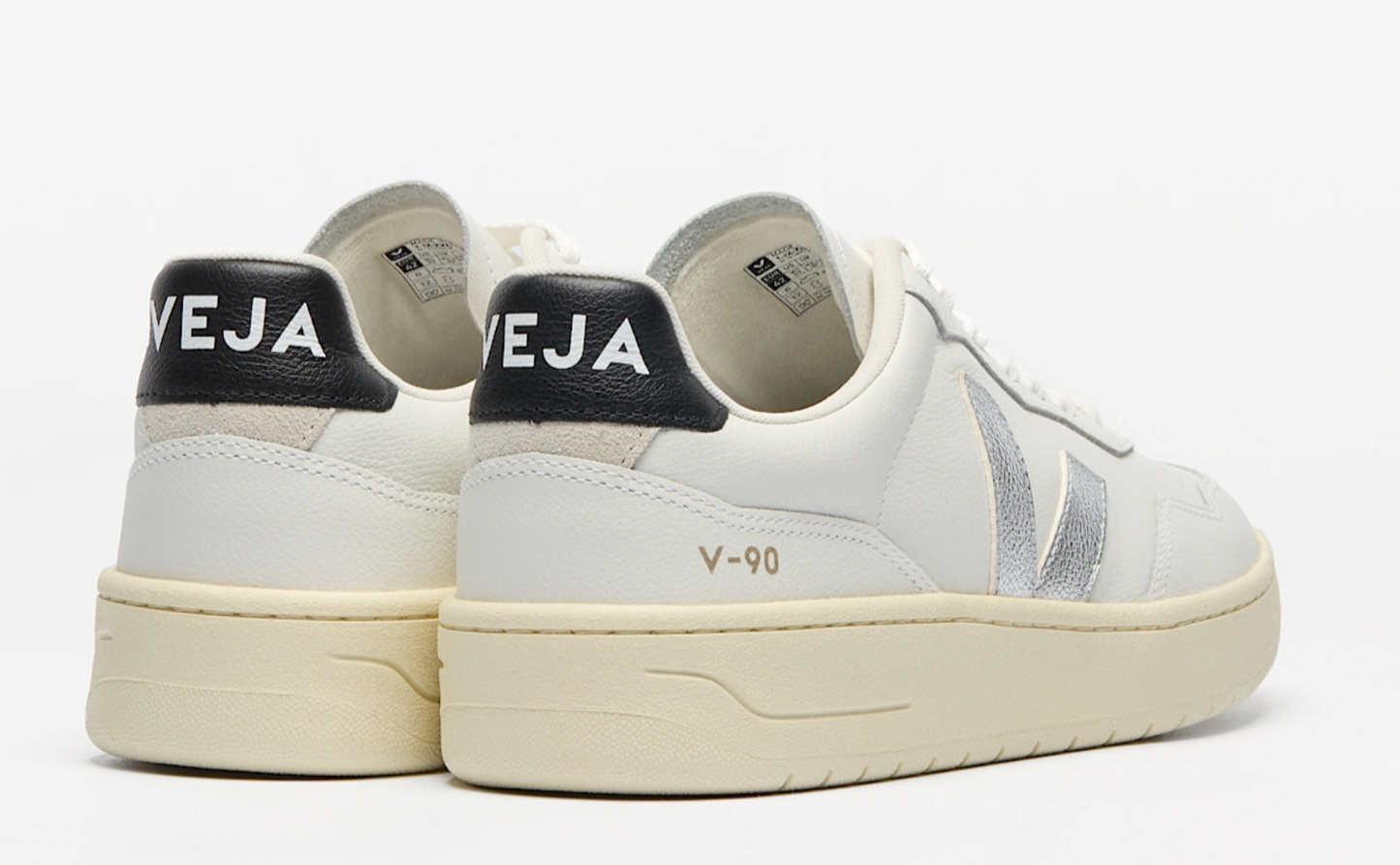 VEJA V-90 O.T. Leather | White Silver Black