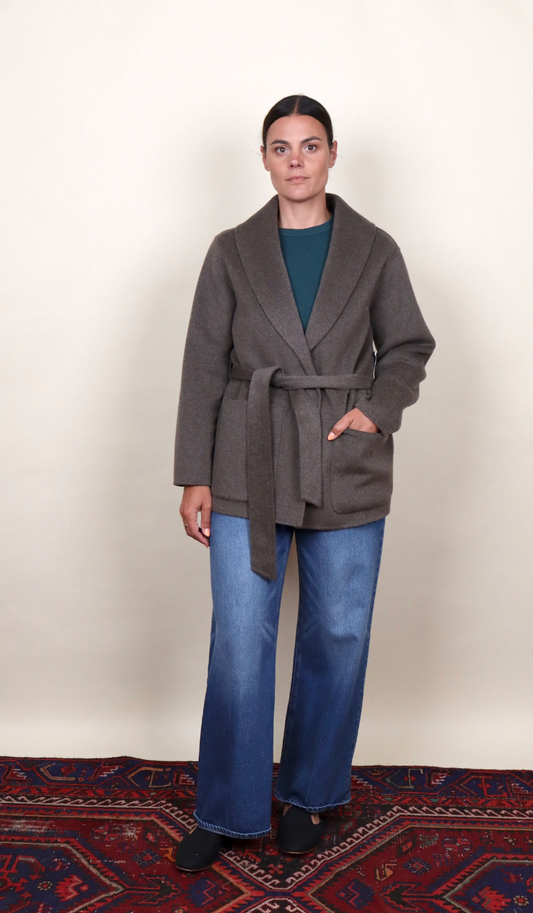 Colette Belted Wool Coat | Espresso Heather