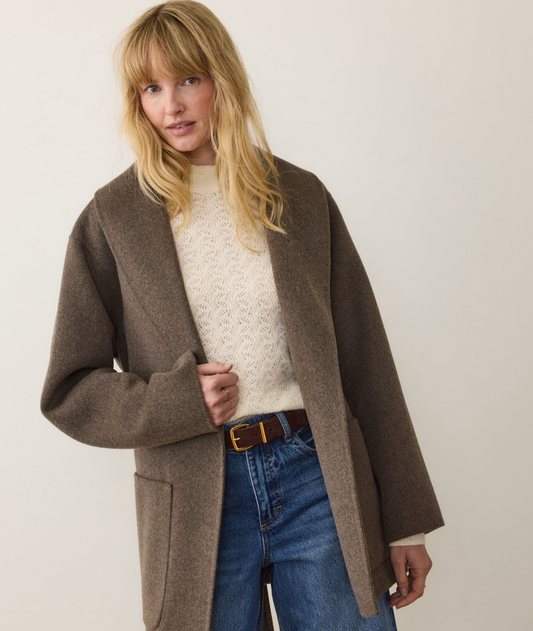 Colette Belted Wool Coat | Espresso Heather