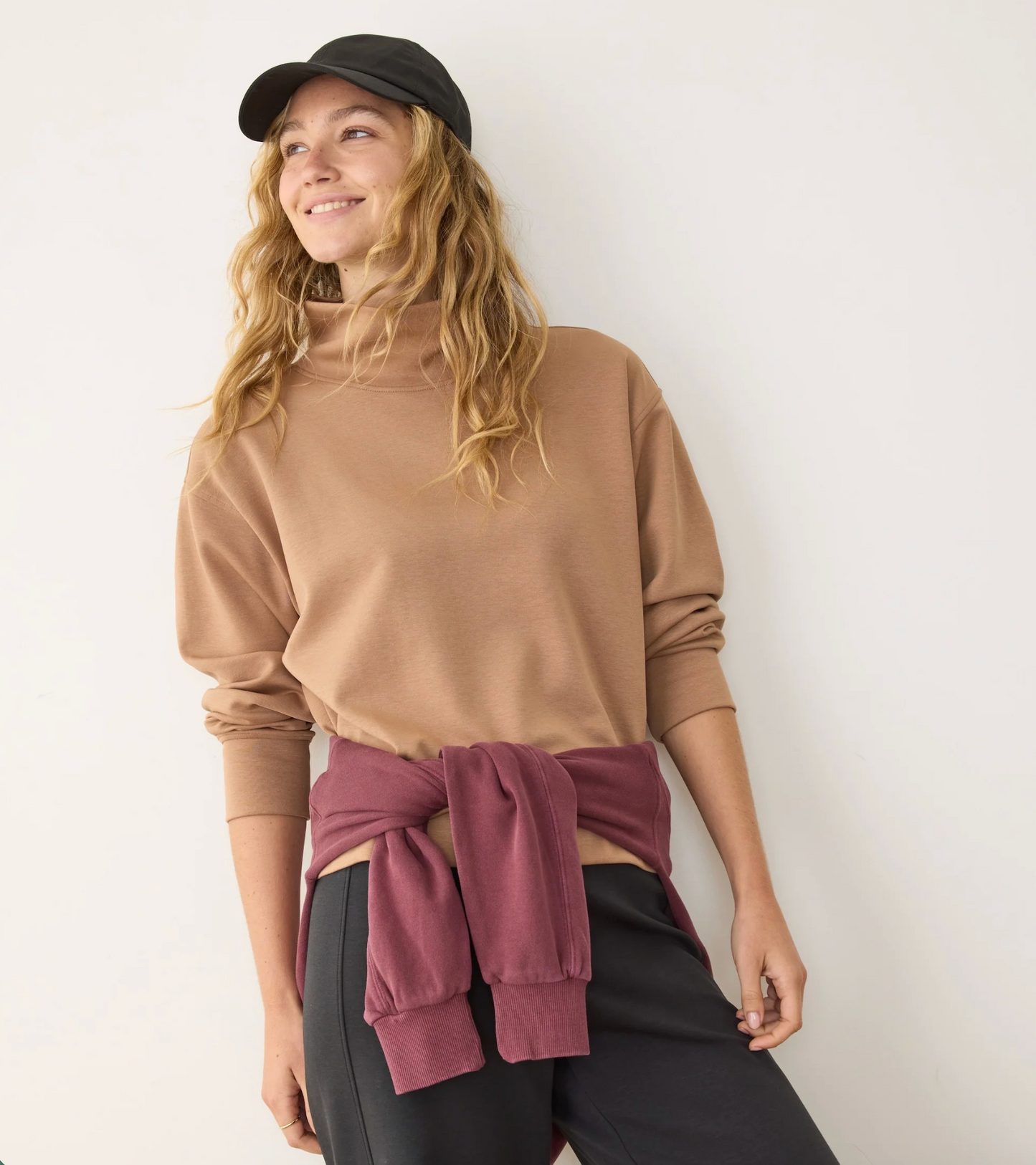 Nova Mock Neck Sweatshirt | Cocoa Brown