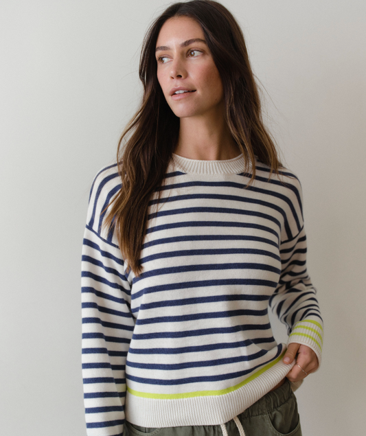 Suki Rollneck Sweater | Navy Stripe