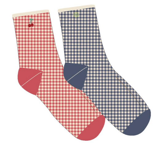 Hi- Ankle Crew Sock | Red Gingham