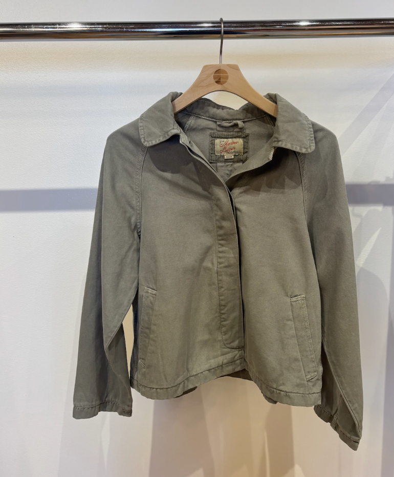 Olive Cropped Trench