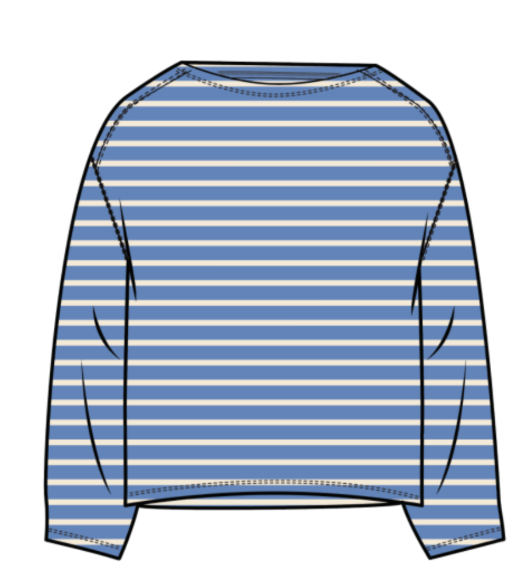 Luxe Sueded Mariner Tee | Coblat Stripe