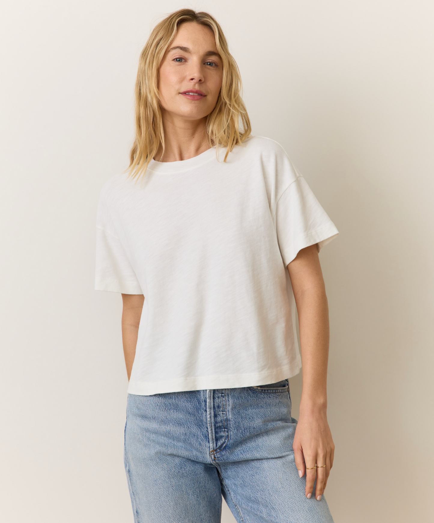 Vintage Slub Crop Tee | Bright White