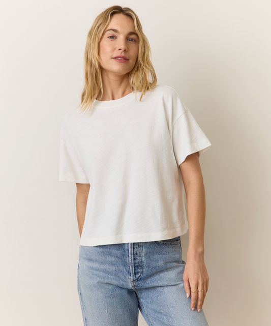 Vintage Slub Crop Tee | Bright White