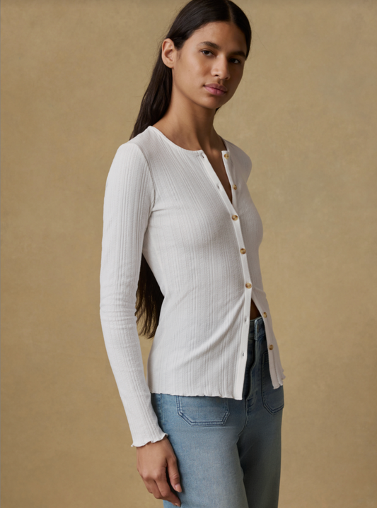 Paradise Pointelle Cardigan | White