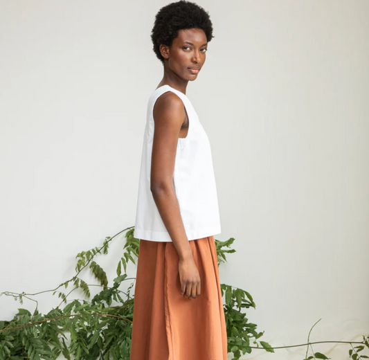 Azure Organic Cotton Poplin Top | White