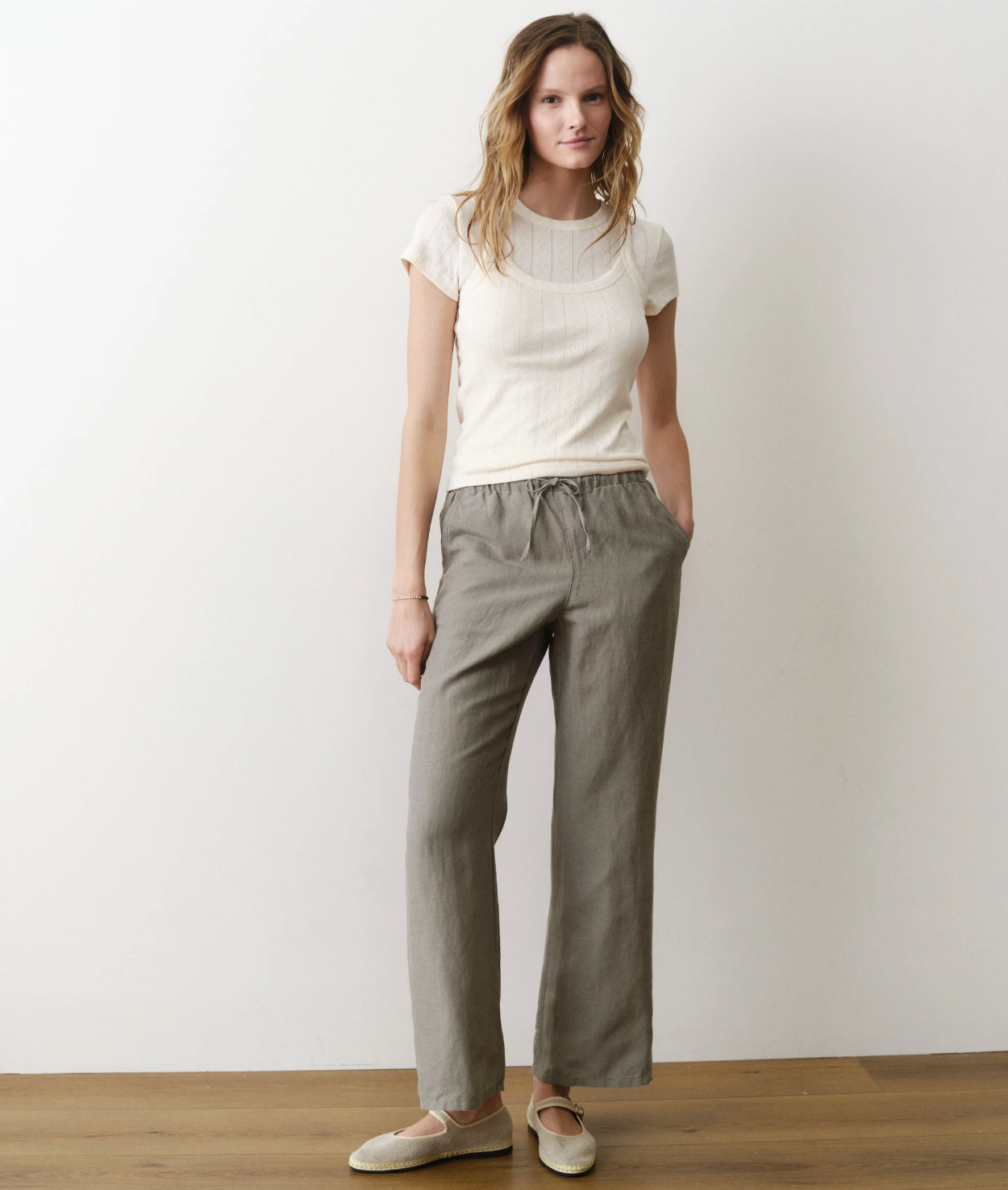 Linen Drawstring Pant | Sea Spray