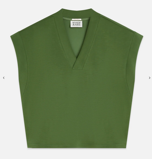 Tencel V-Neck Shortsleeved Sweatshirt