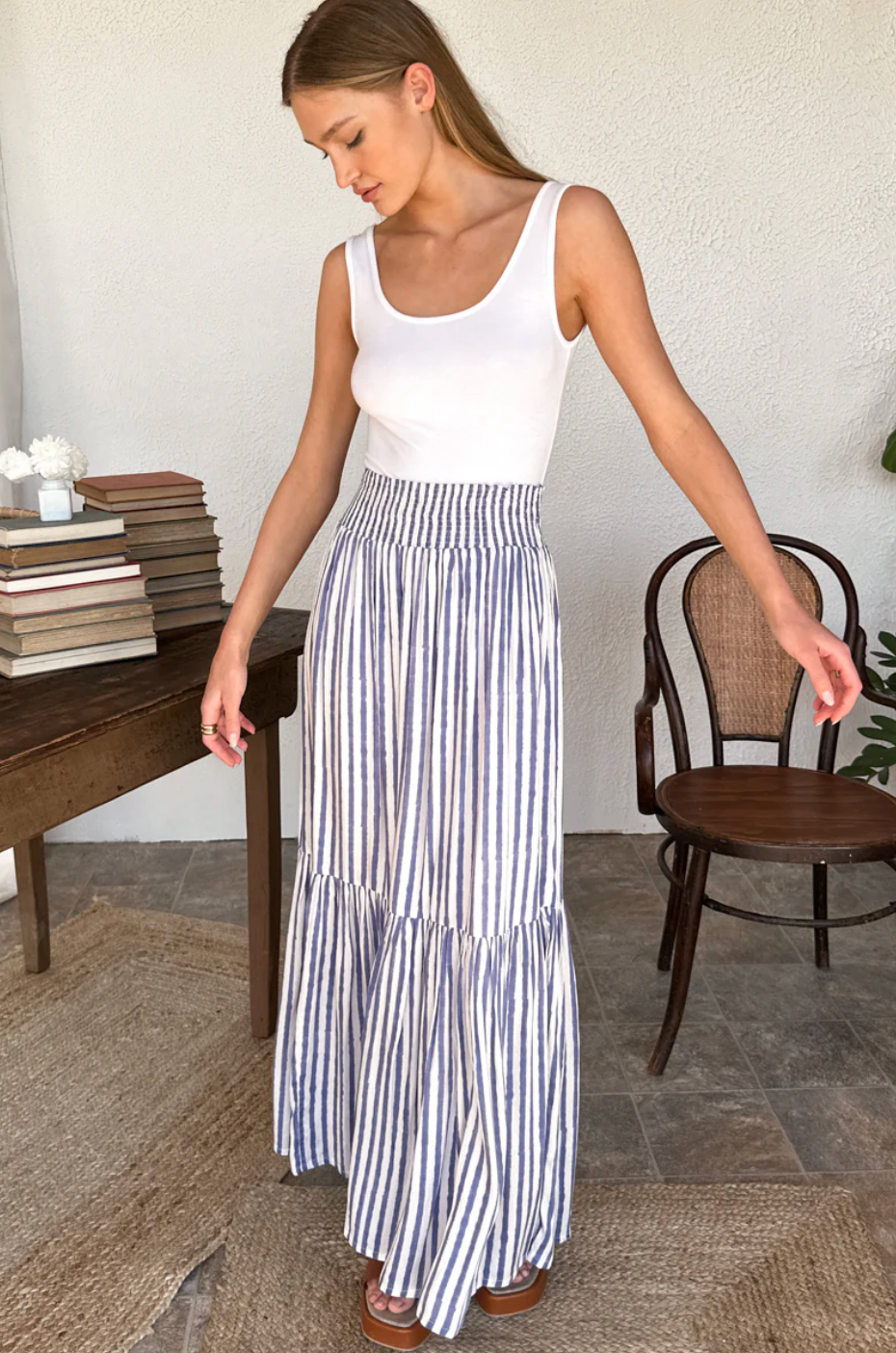Emerson Fry Shirred Skirt | Ocean Stripe