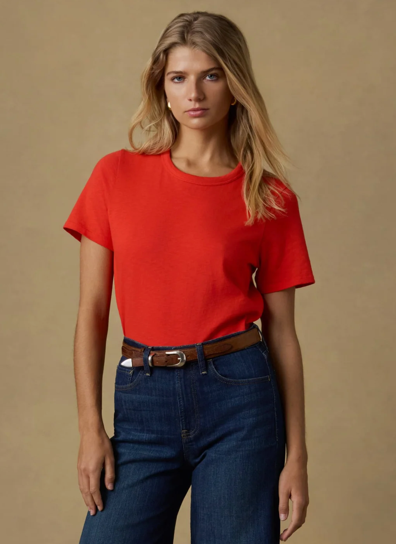 Sunwashed Essential Tee -Poppy red