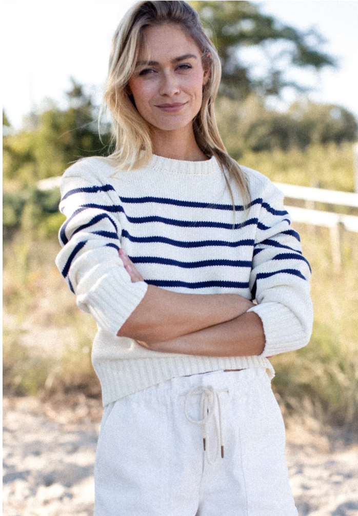 Marea Lake Sweater | Ivory and Navy Stripe