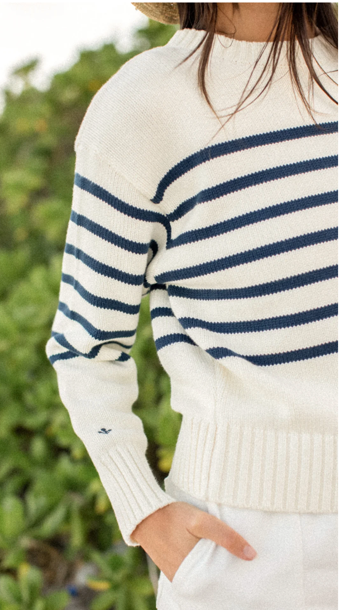 Marea Lake Sweater | Ivory and Navy Stripe
