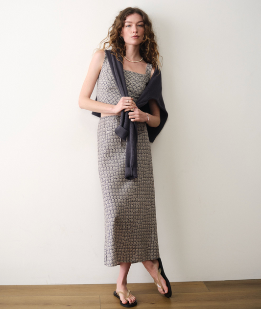 Avery Hemp Midi Skirt | Navy Seashell