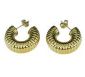HALF MOON EARRINGS | GOLD RIBBED RESIN