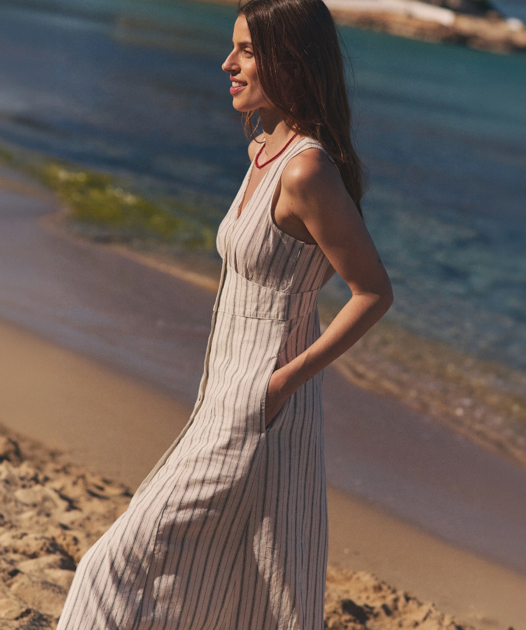 Camila Maxi Dress | Cream/Navy Stripe