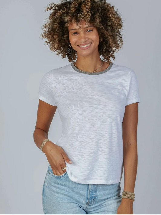 Rebel Tee | SS White w/ Smoky Green