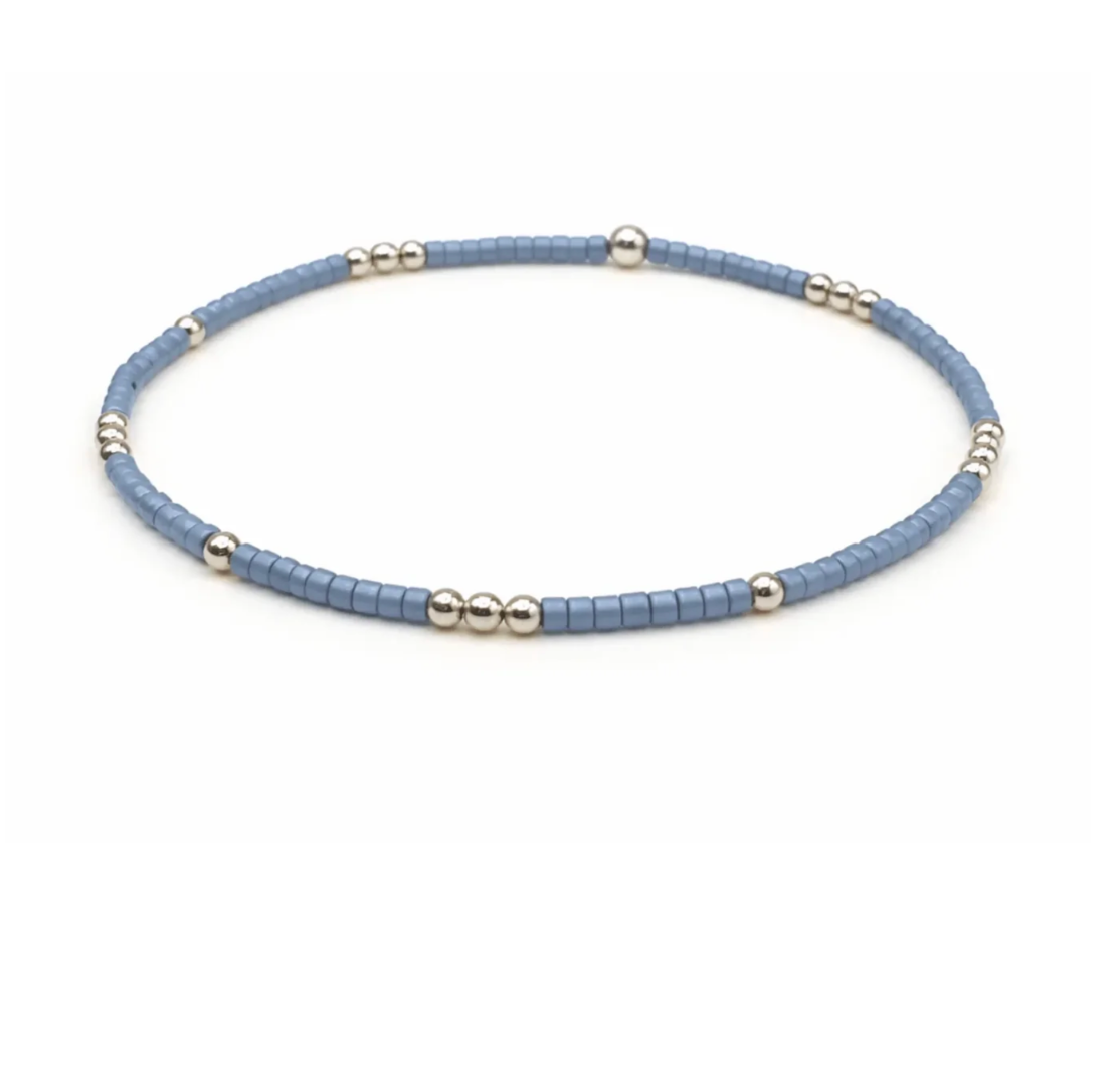 2mm Newport DENIM BLUE + Gold Filled Waterproof Bracelet