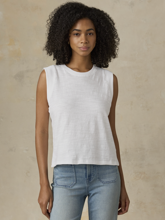 Sunwashed Slub Muscle Tank | White