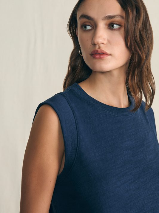 Sunwashed Slub Muscle Tank | Navy