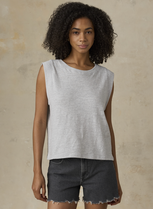 Sunwashed Slub Muscle Tank | Light Heather Grey
