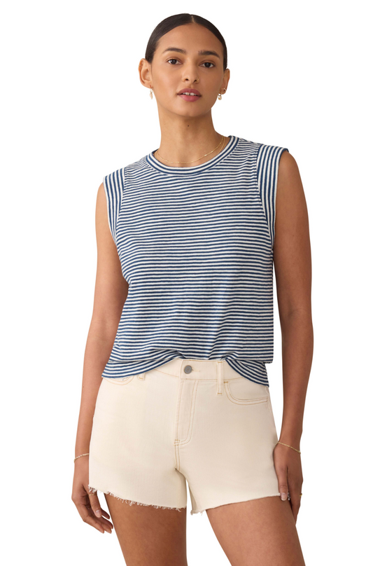 Sunwashed Slub Muscle Tank | Titan Stripe