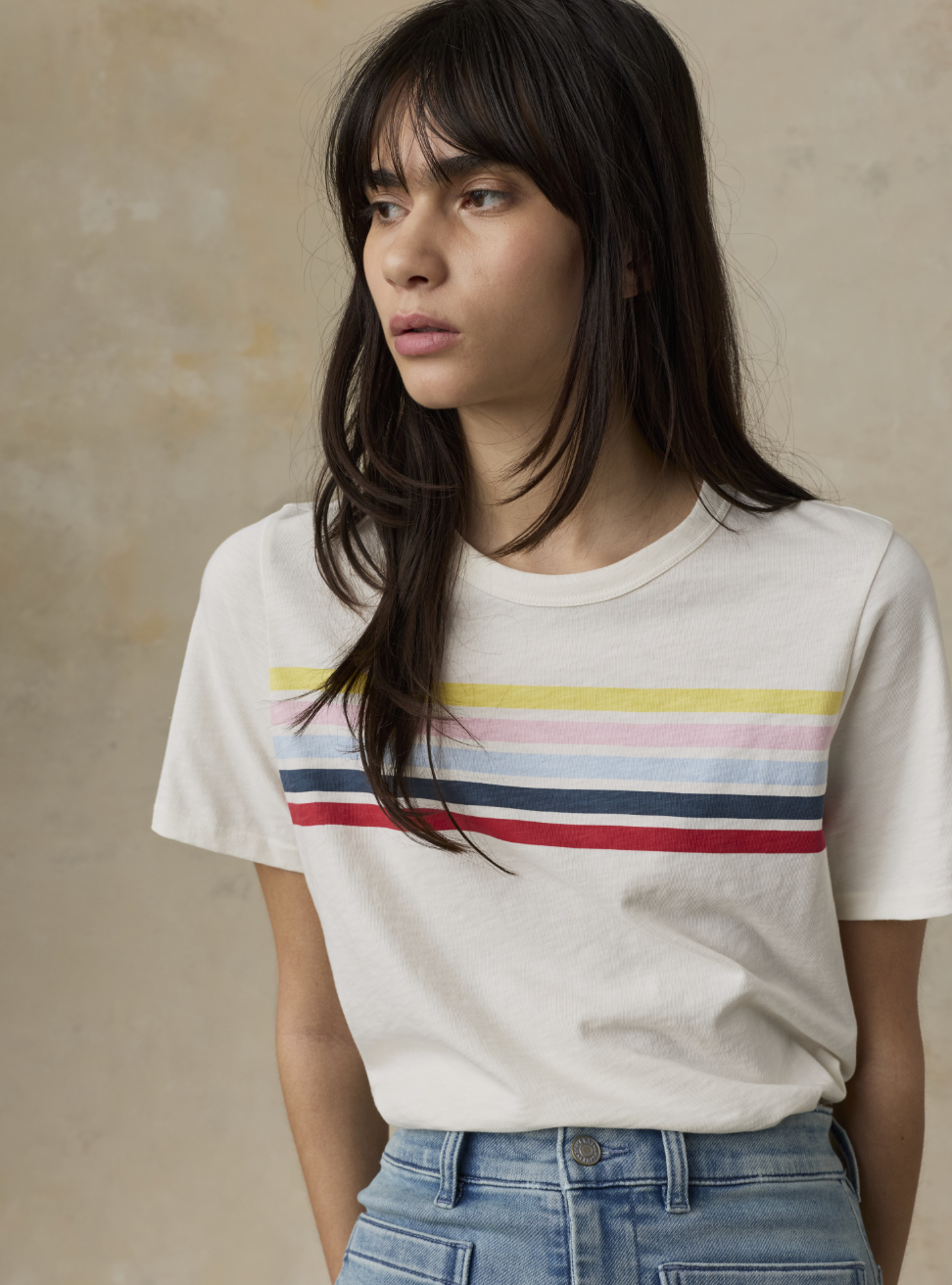 Sunwashed Regenerative Tee | Sunset Parade Stripe