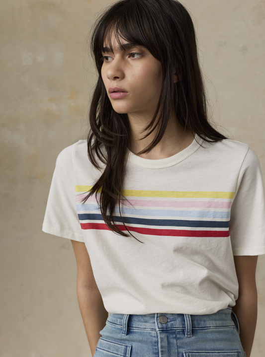 Sunwashed Regenerative Tee | Sunset Parade Stripe