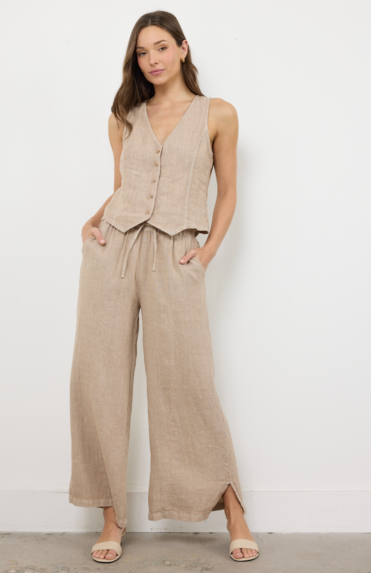 Bay Woven Linen Vest | Sandstone