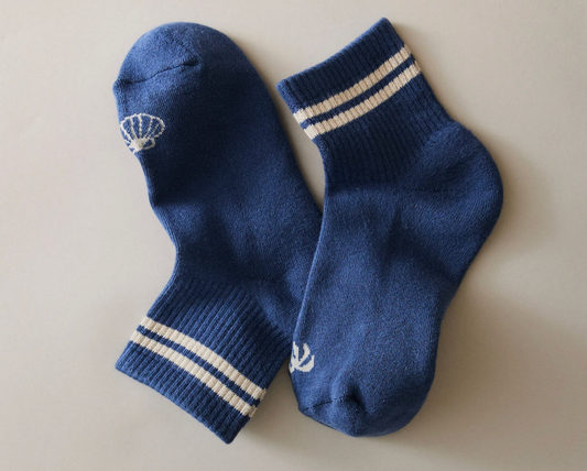 Quarter Crew Sock | Navy Seashell