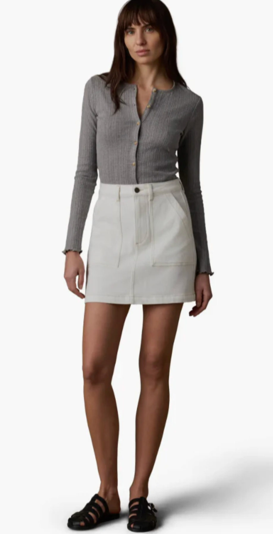 Sun washed Canvas Utility Skirt | Sea Salt