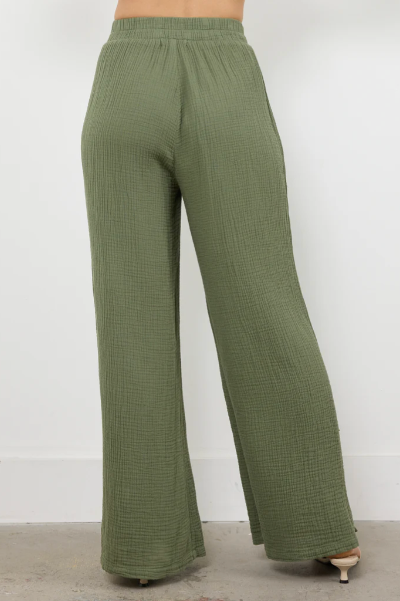 BREEZY GAUZE PANT WITH SIDE SLIT