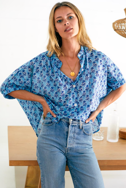 Emerson Fry Mandarin Collar Top | Little Marigolds Danube Organic