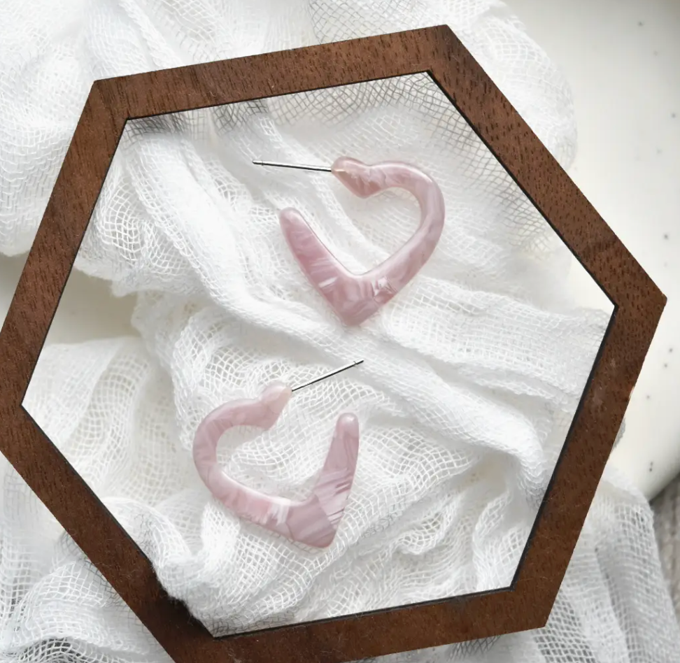Fenna & Fei Heart Hoop Earring Collection Eco-Friendly Colorful Acetate