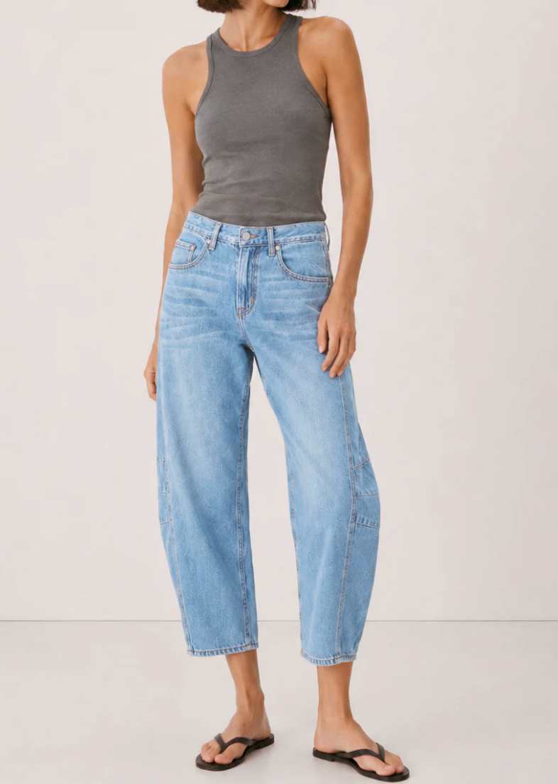 Ava Flutter Slung Fit Jeans - Color Dover