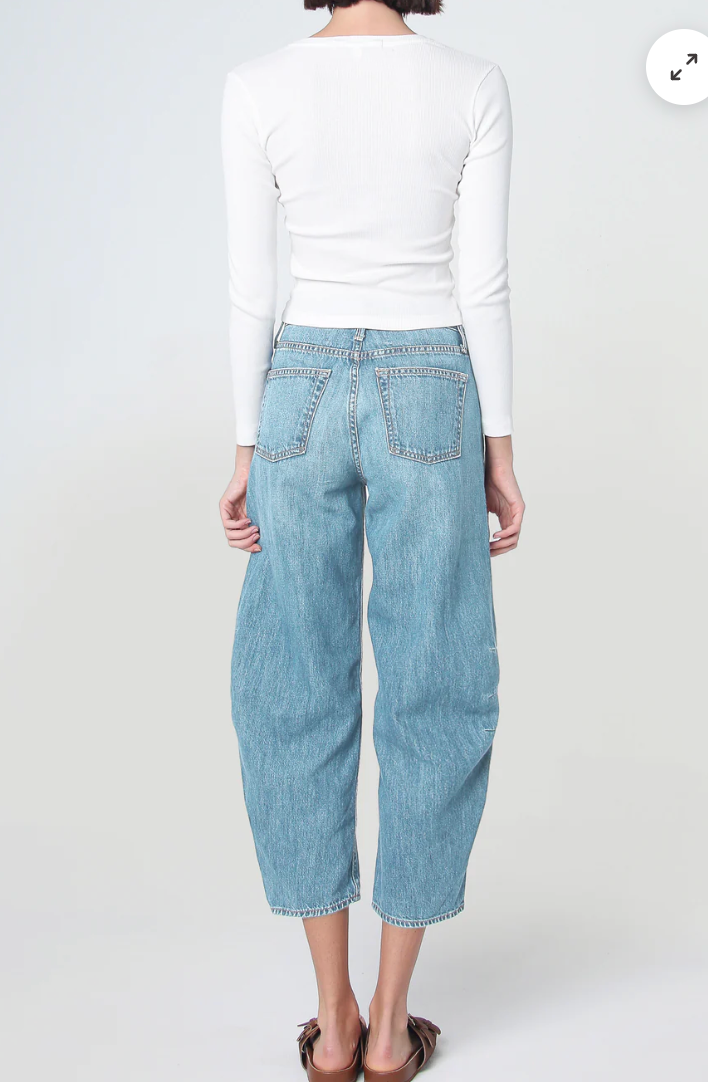 Ava Flutter Slung Fit Jeans - Color Dover