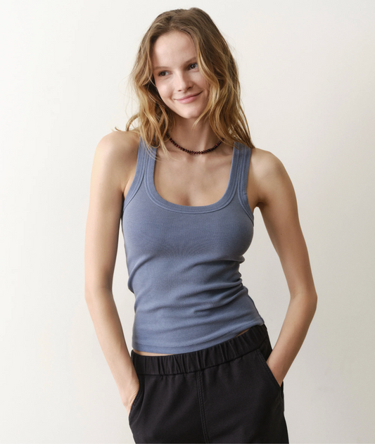 Lexi Rib Scoop Tank | Vintage Indigo