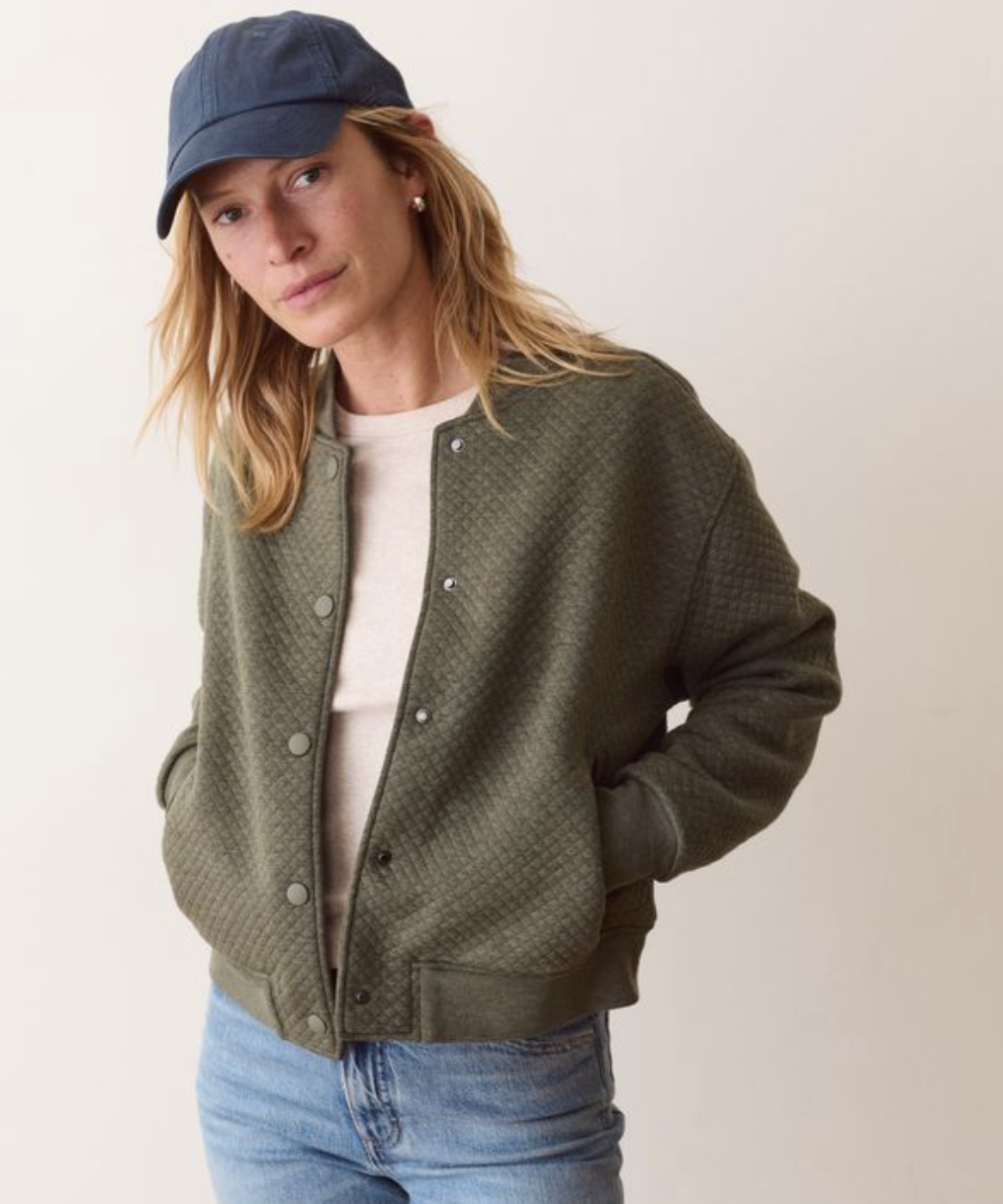 Corbet Quilted Bomber | Olive Heather