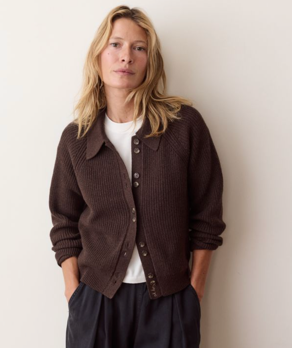 Parker Collared Cardigan | Chocolate