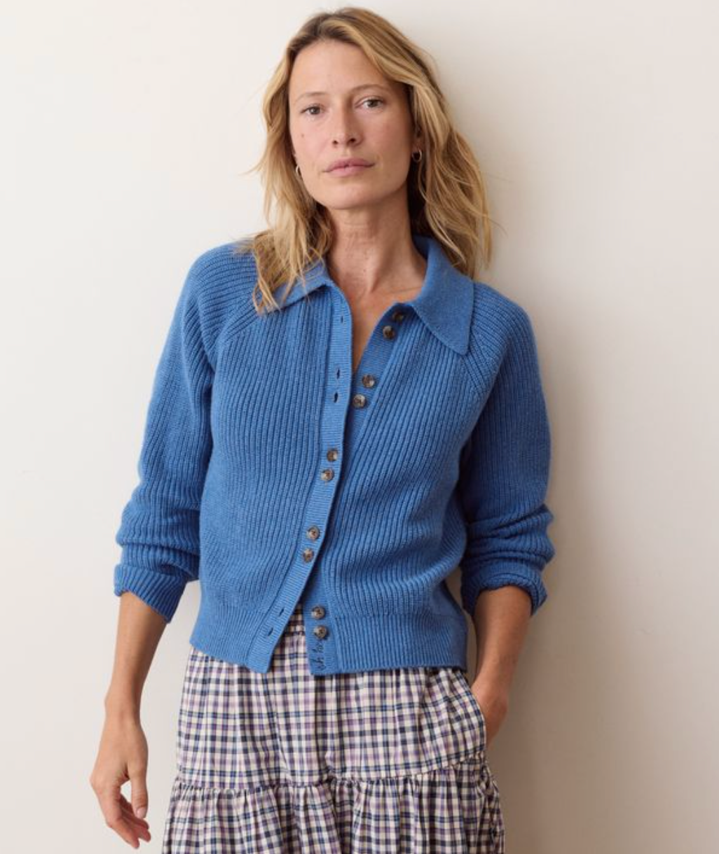 Parker Collared Cardigan | Coronet Blue
