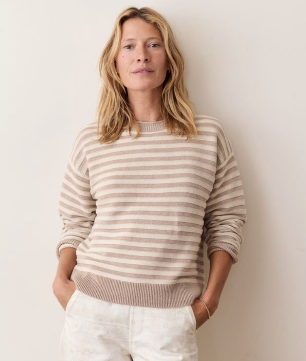 Suki Crewneck Sweater | Oatmeal Stripe