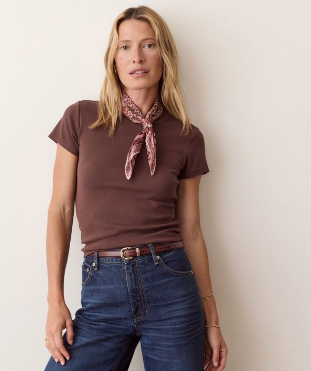Lexi Rib Crew Tee | Chocolate