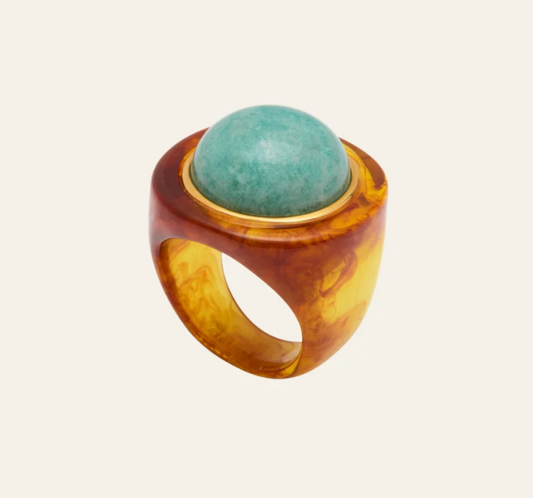 Tortoise Shell Resin Ring | Amazonite 77