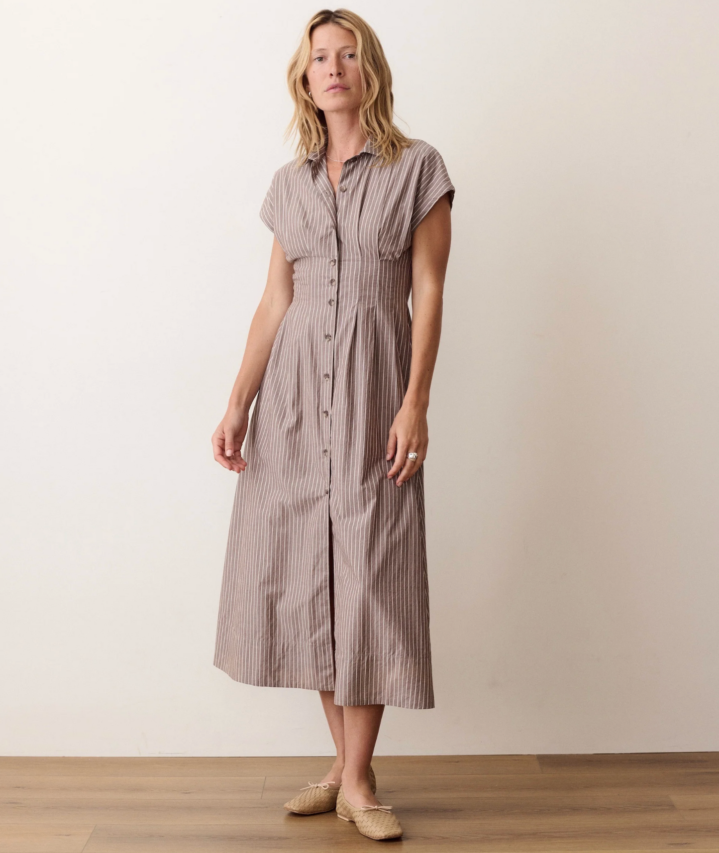 Arden Midi Shirt Dress | Chocolate Stripe