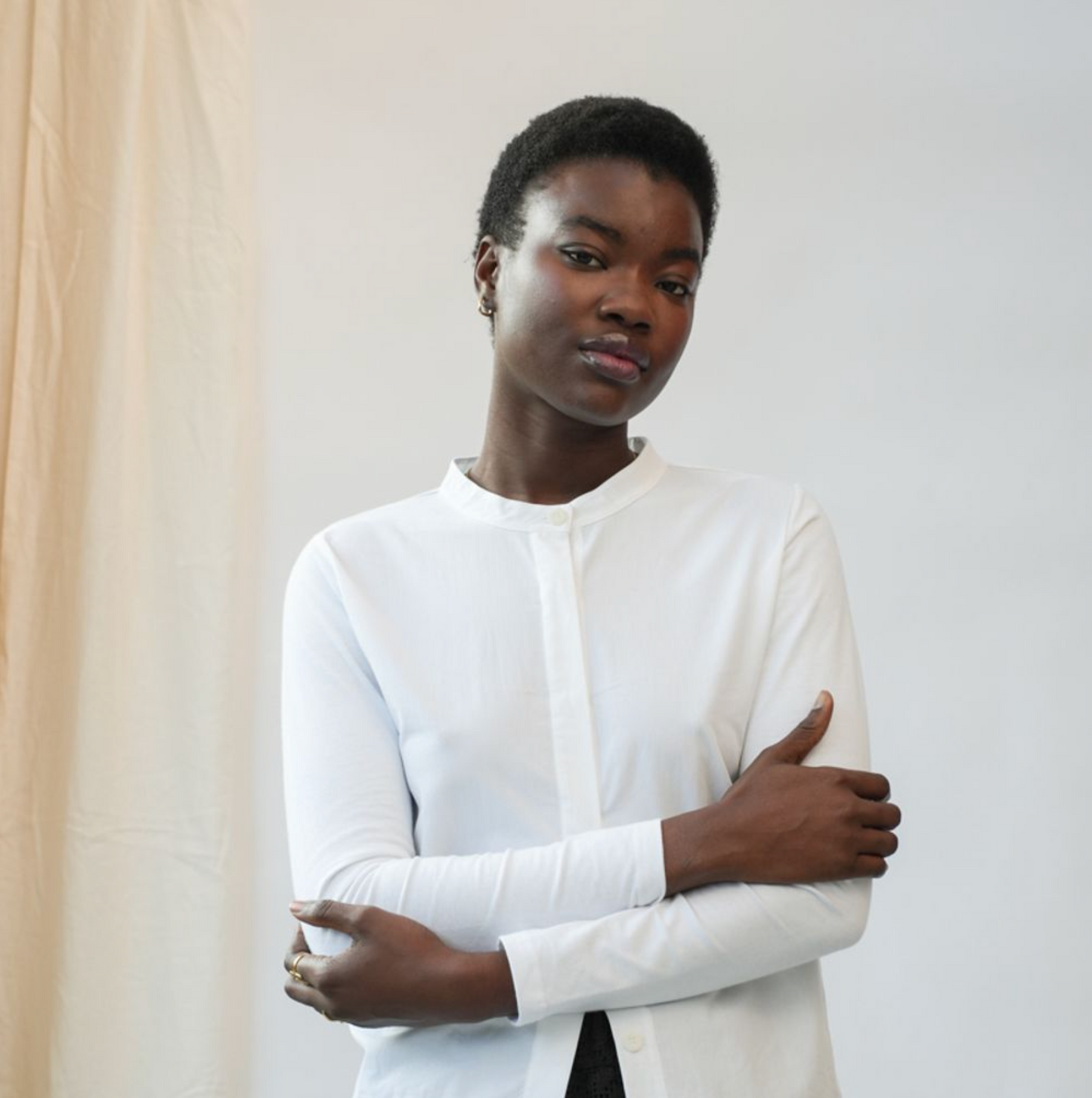 Maisy Jersey/Poplin Shirt | White