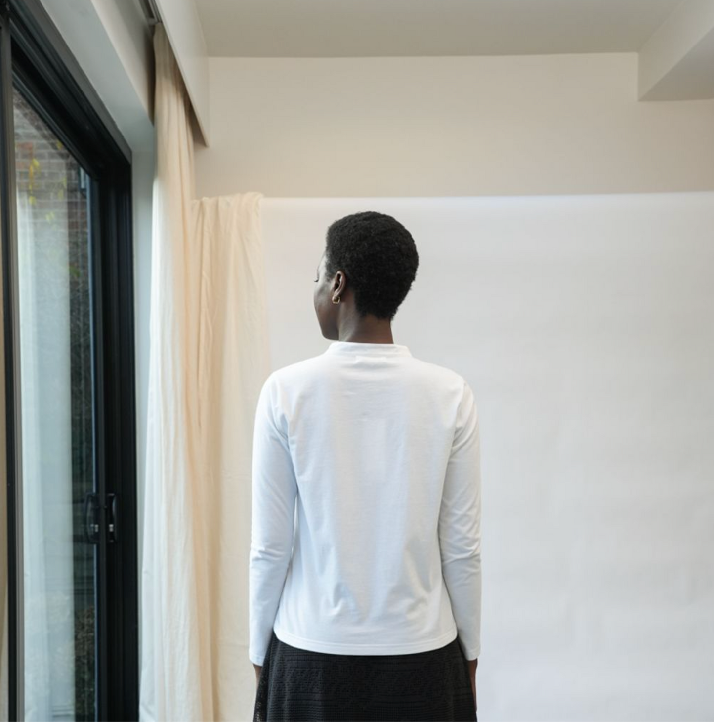 Maisy Jersey/Poplin Shirt | White