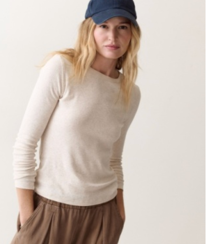 Mini Rib Long Sleeve Crew Tee | Oatmeal