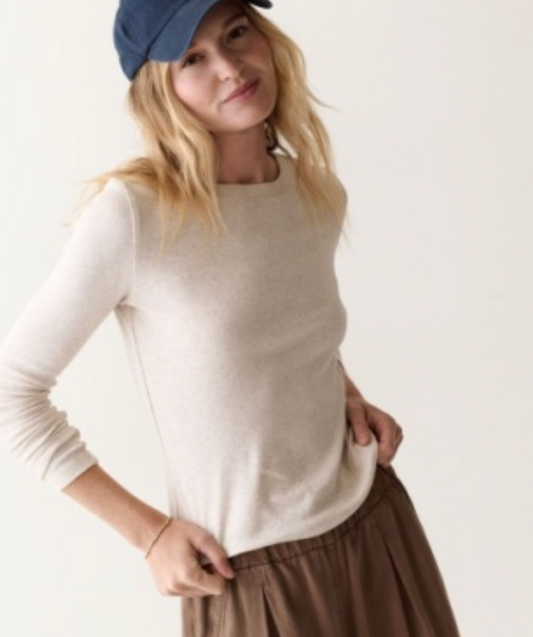 Mini Rib Long Sleeve Crew Tee | Oatmeal