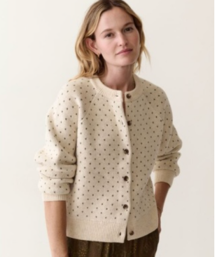Iris Crewneck Cardigan | Oatmeal & Olive